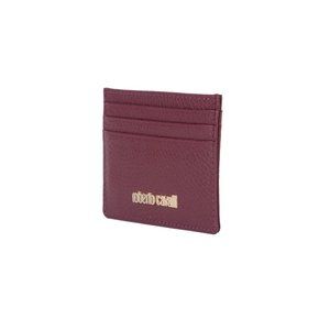 Roberto Cavalli Logo Leather Card Holder Burgundy